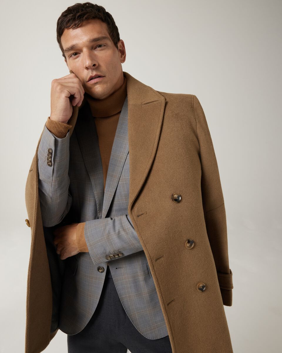 Relaxed fit double breasted peacoat, Taupe, hi-res